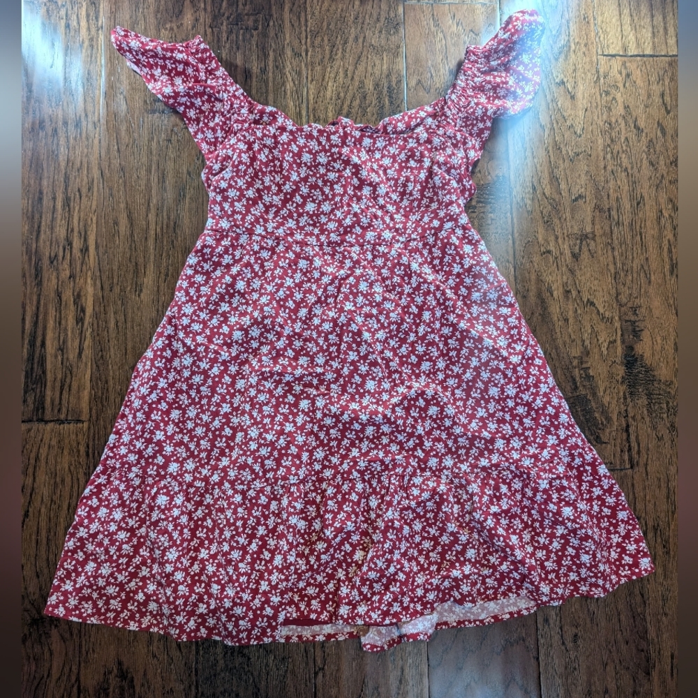 Hollister Red Floral Tie Back Dress